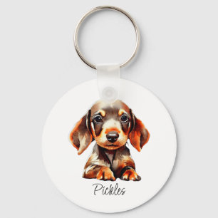Porte-clés Nom de chiot teckel mignon