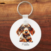 Porte-clés Nom de chiot teckel mignon (Recto)