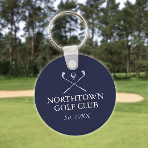Porte-clés Nom de club de golf personnalisé bleu marine