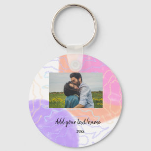 Porte-clés nom de couple monogramme personnalisé simple minim
