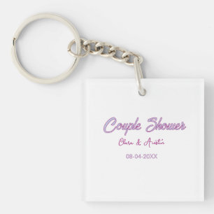 Porte-clés nom de douche de couple date gris tendance simple