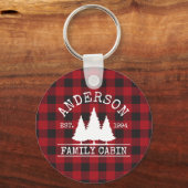 Porte-clés Nom de famille du cabine Red Buffalo Plaid (Recto)