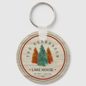 Porte-clés Nom de famille Lake House Pine Tree bois Personnal (Recto)