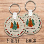 Porte-clés Nom de famille Lake House Pine Tree bois Personnal