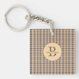 Porte-clés Nom de famille monogramme de Tartan Plaid