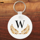 Porte-clés Nom de famille monogramme or noir laurier couronne (Recto)