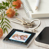 Porte-clés Nom de famille noir et or Photo (Devant Droit)