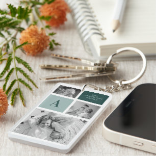 Porte-clés Nom de famille personnalisé Collage Cadeau photo