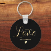 Porte-clés Nom de famille personnalisé Love Brush Script (Recto)