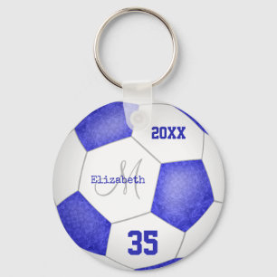 Porte-clés nom de fille maillot numéro bleu blanc balle de fo