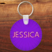 Porte-clés Nom de Jessica dans les néons brillants (Recto)
