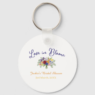 Porte-clés nom de la baby shower bohème bleu rétro love in Bl