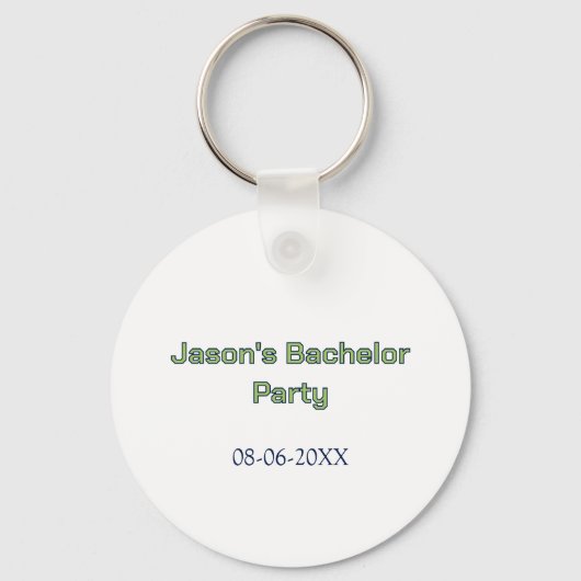 Porte-clés Nom de la fête de Bachelor date simple minimal mei (Recto)