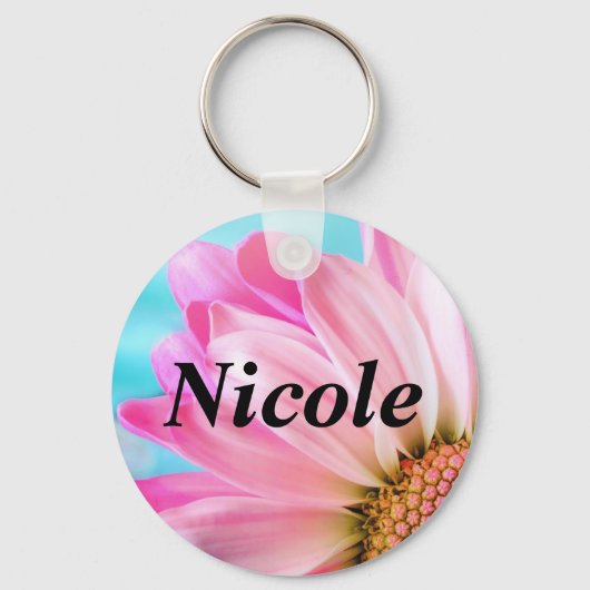 Porte-clés Nom de la fleur rose Porte - clé - Nicole (Recto)