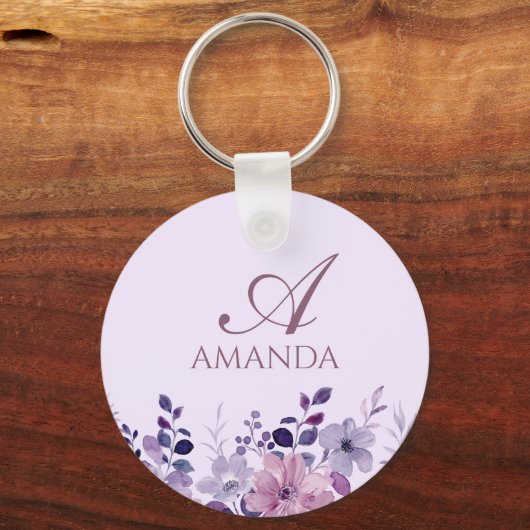 Porte-clés Nom de la Personnaliser Fleur pourpre (Verso)