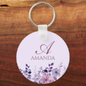 Porte-clés Nom de la Personnaliser Fleur pourpre (Recto)