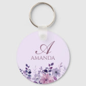 Porte-clés Nom de la Personnaliser Fleur pourpre (Verso)