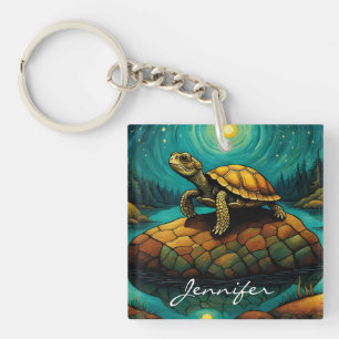 Porte-clés Nom de la tortue naturelle de Rock River