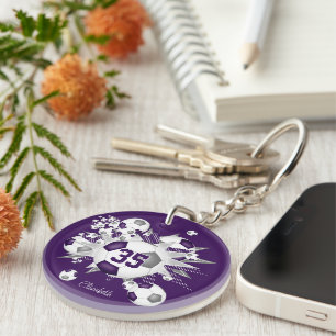 Porte-clés Nom de l'athlète de soufflage de balle violet gris