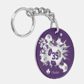 Porte-clés Nom de l'athlète de soufflage de balle violet gris (Devant gauche)