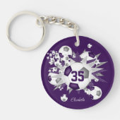 Porte-clés Nom de l'athlète de soufflage de balle violet gris (Devant)