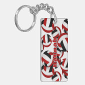 Porte-clés nom de l'athlète équipe rouge noir couleurs volley (Devant gauche)