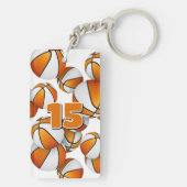 Porte-clés nom de l'athlète grappe de basket orange blanc (Dos)