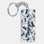 Porte-clés nom de l'athlète grappe de volleyballs noirs bleus (Devant gauche)