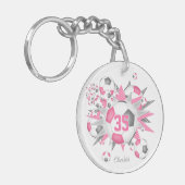 Porte-clés Nom de l'athlète soufflé de ballon de football gri (Devant gauche)