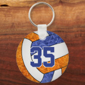 Porte-clés nom de l'équipe bleu orange coutume filles volleba (Recto)