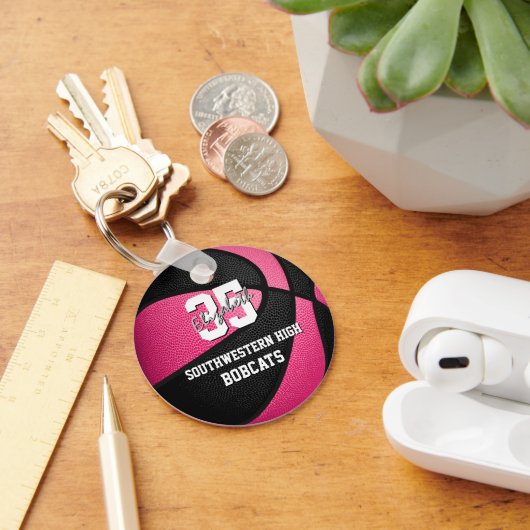 Porte-clés nom de l'équipe de basket-ball de la fille noire r (Bureau)