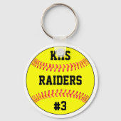 Porte-clés Nom de l'équipe de softball, lettres de l'école et (Recto)