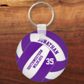 Porte-clés nom de l'équipe du joueur de volley-ball violet (Verso)