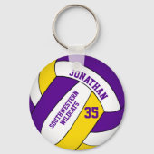 Porte-clés nom de l'équipe jaune pourpre garçons volleyball (Recto)