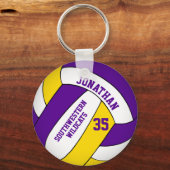 Porte-clés nom de l'équipe jaune pourpre garçons volleyball (Verso)