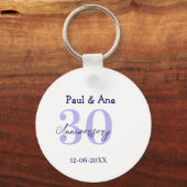 Porte-clés nom de lettre gras violet 30e anniversaire simple (Recto)
