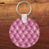Porte-clés Nom de luxe en faux velours rose glamour (Verso)