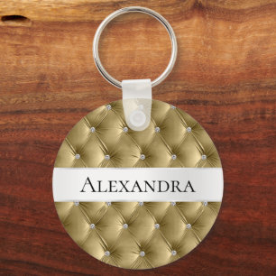 Porte-clés Nom de luxe en velours fausse Glam Gold