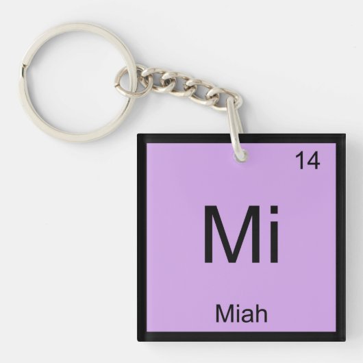 Porte-clés Nom de Miah Chimie Élément Tableau périodique (Devant)