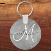 Porte-clés Nom de monogramme personnalisé écriture manuscrite (Recto)