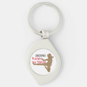 Porte-clés Nom de sable rouge Silhouette Japon Karate