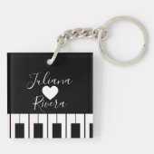 Porte-clés Nom de script au piano et au cœur   (Dos)