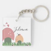 Porte-clés Nom de script de coccinelles, papillons et champig (Dos)