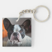 Porte-clés Nom de script de photo de chien mignon amateur de (Dos)