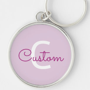 Porte-clés Nom de script & monogramme   Magenta & Violet clai