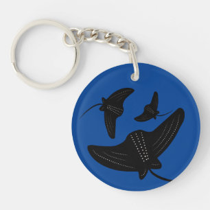 Porte-clés Nom de script Stingray Doodle Bleu