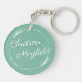 Porte-clés Nom de script Vert Jade Petite Entreprise (Dos)