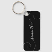 Porte-clés Nom de signature bouclée noir et blanc (Recto)