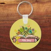 Porte-clés Nom d'enseignant Fleur Sauvage, Enseignant personn (Recto)