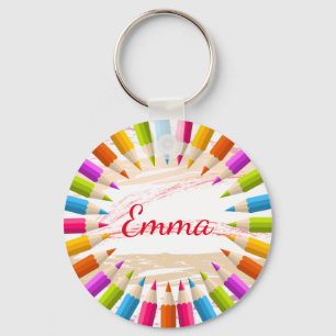 Porte-clés Nom des crayons colorés personnalisés